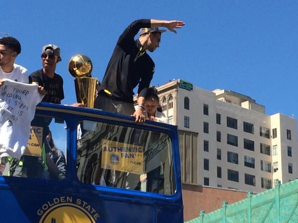Steph Curry and His Family at Warriors Parade 2015