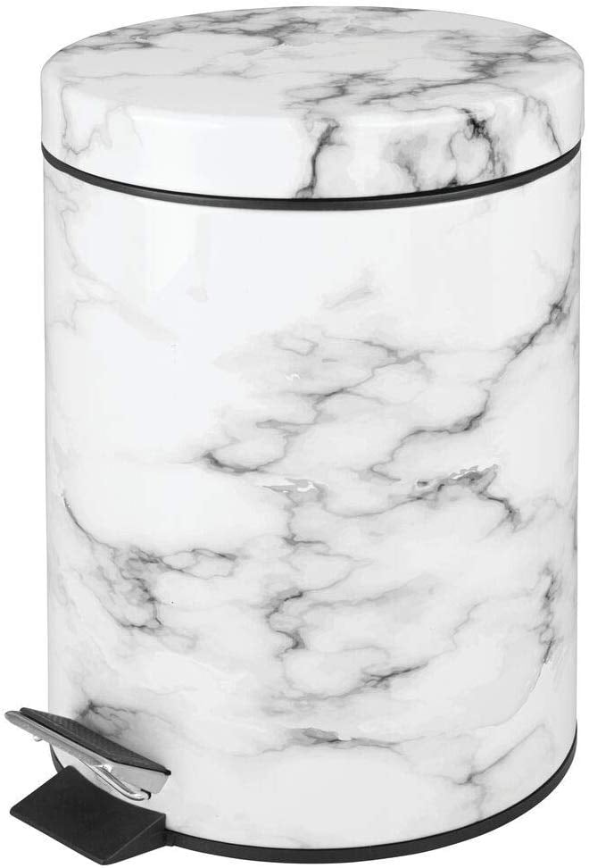 mDesign 5 Liter Round Small Step Trash Can Wastebasket