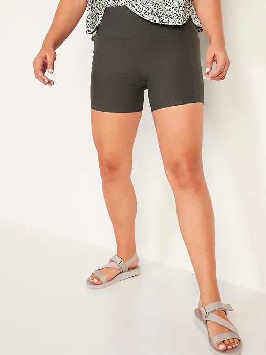 High-Waisted PowerSoft Rib-Knit Side-Pocket Compression Biker