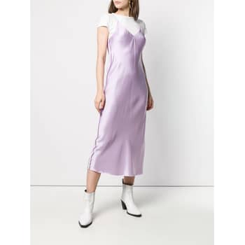 open lace back dress Purple Silk Slip Sleeveless Midi Dress