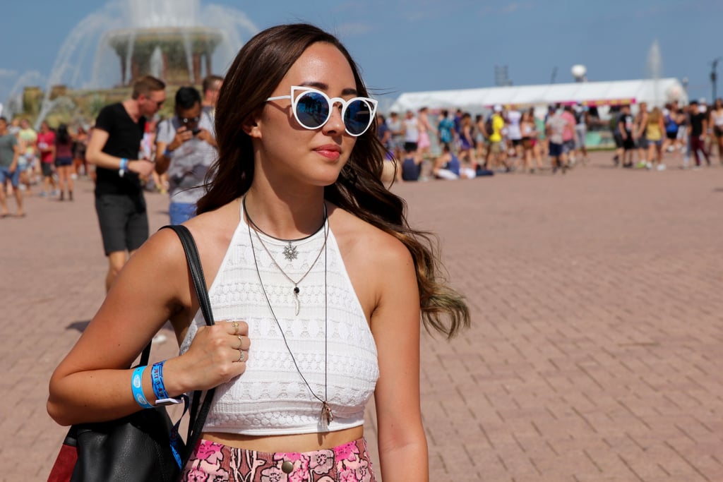 Upon closer inspection, her white MinkPink top had a multidimensional texture.
