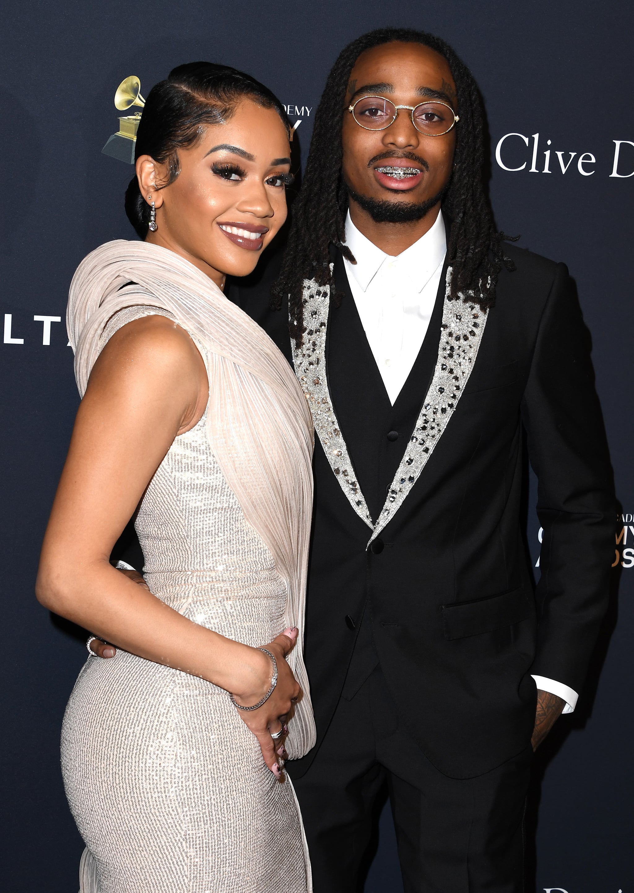 BEVERLY HILLS, CALIFORNIA - JANUARY 25: Saweetie and Quavo arrives at the Pre-GRAMMY Gala and GRAMMY Salute to Industry Icons Honouring Sean 