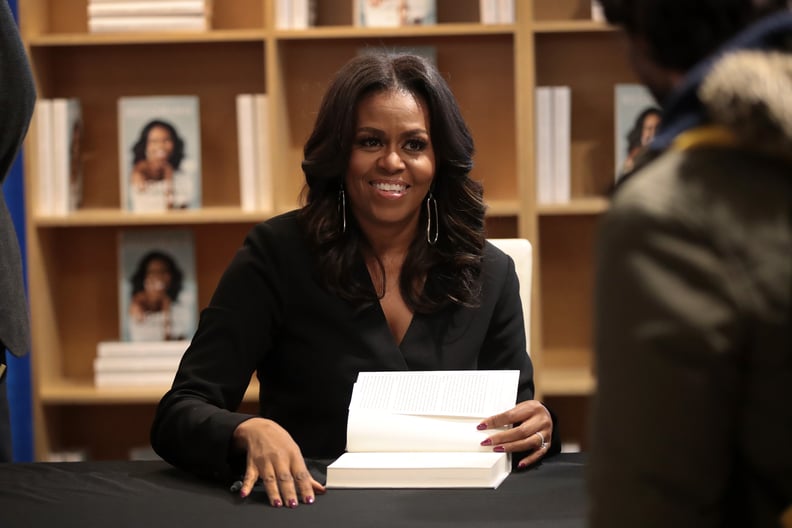 CHICAGO, IL - NOVEMBER 13:  Former first lady Michelle Obama kicks off her ?Becoming? book tour with a signing at the Seminary Co-op bookstore on November 13, 2018 in Chicago, Illinois. In the book, which was released today, Obama describes her journey fr