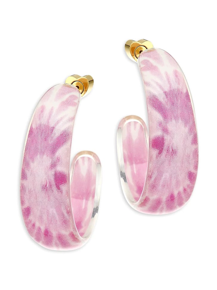 Alison Lou 14K Goldplated & Lucite Tie-Dye Tapered Jelly Hoop Earrings ...