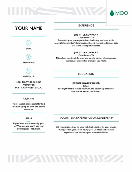 Creative Résumé Designed by MOO