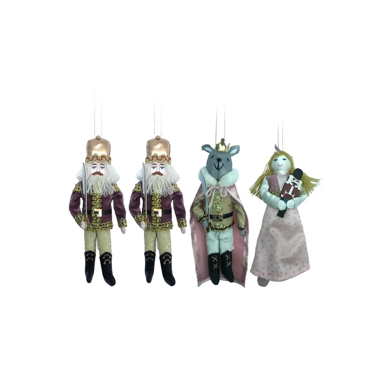 4ct Enchanted Eve Fabric Royal Characters Christmas Ornament Set