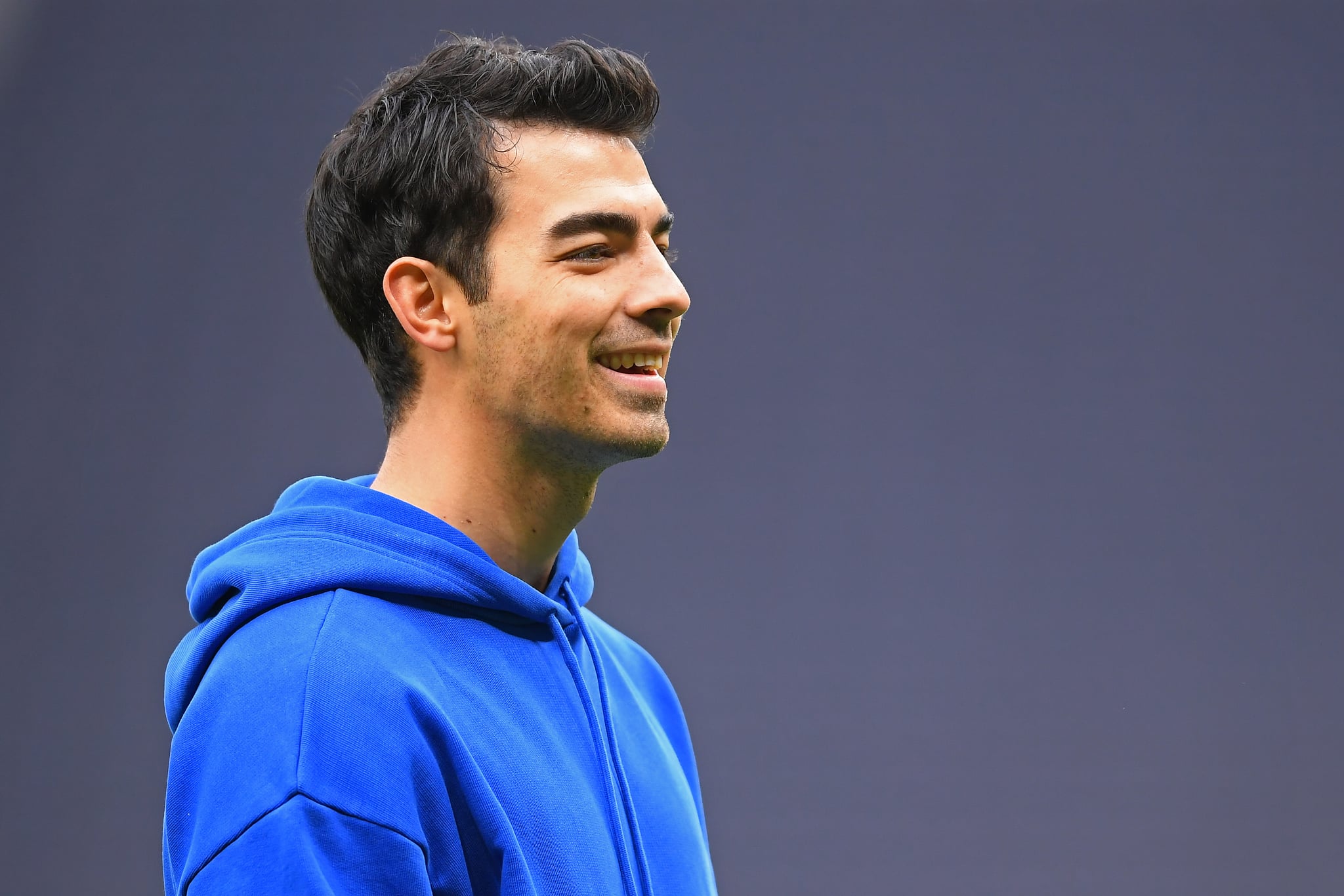 LONDON, ENGLAND - FEBRUARY 02: American singer Joe Jonas looks on prior to the Premier League match between Tottenham Hotspur and Manchester City at Tottenham Hotspur Stadium on February 02, 2020 in London, United Kingdom. (Photo by Laurence Griffiths/Getty Images)