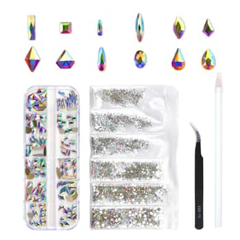 100 mixed ore gold Nail Rhinestones Kit Multi Shapes Nail Art Gems