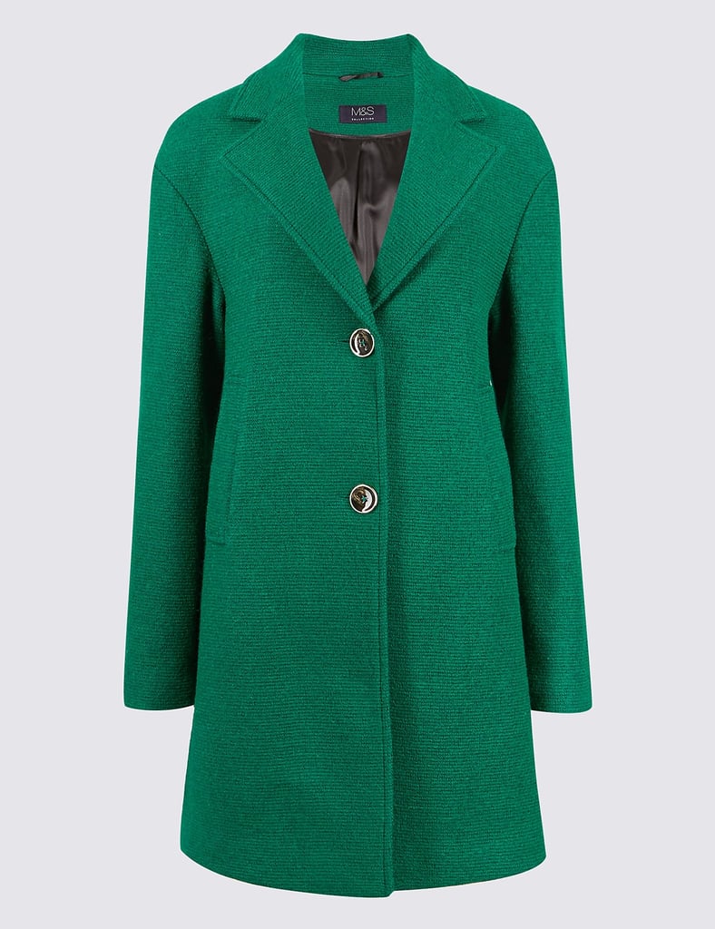 Marks & Spencer Wool Blend Single Breasted Coat Melania Trump's Green