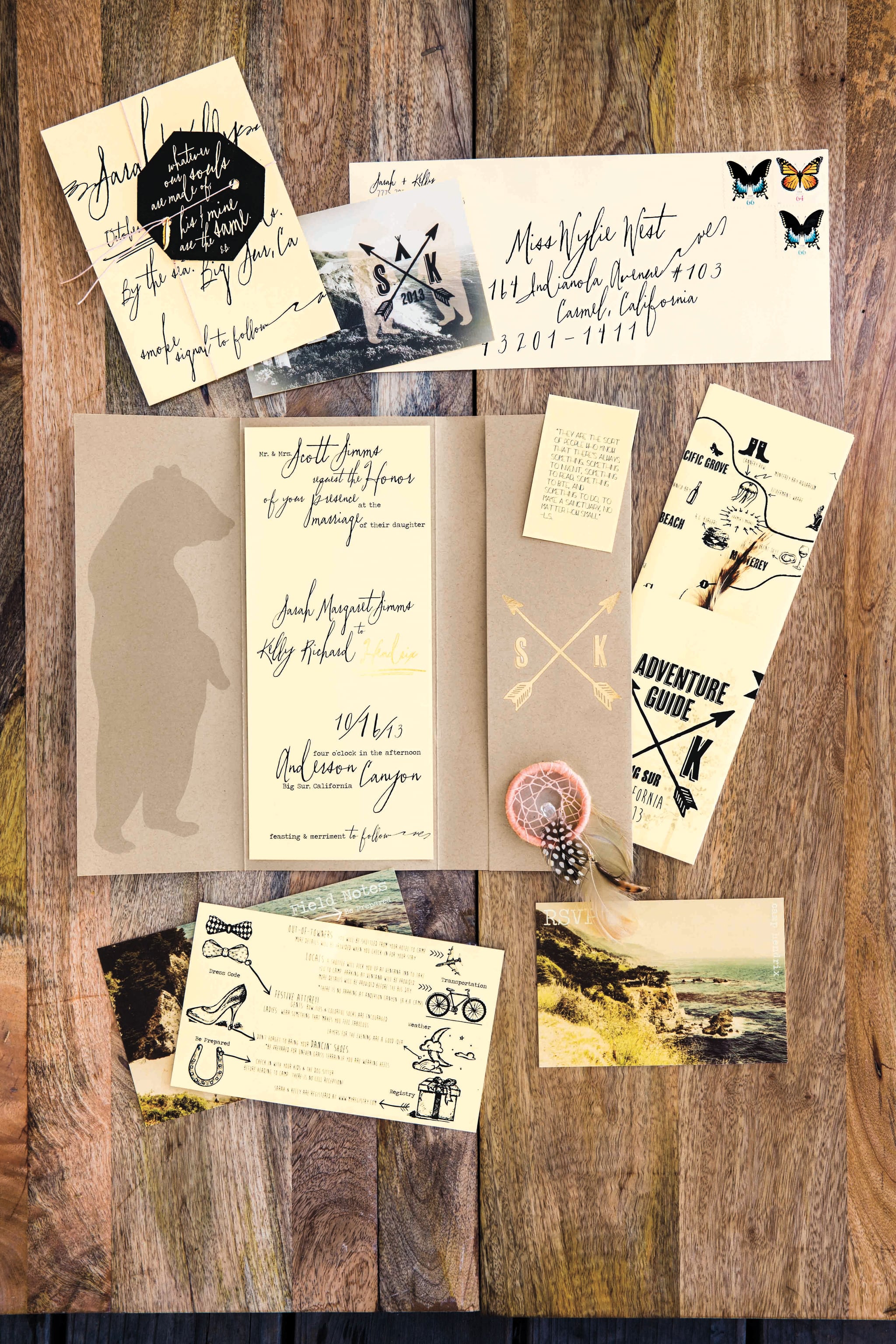 Vintage Postcard Inspired Invites And A Hand Drawn Map 9