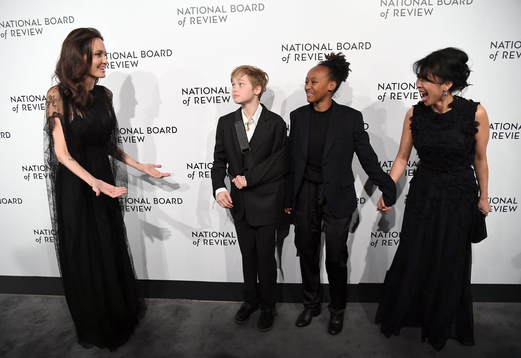 Angelina Jolie, Shiloh and  Zahara Jolie-Pitt, and Loung Ung attending the National Board of Review Awards Gala