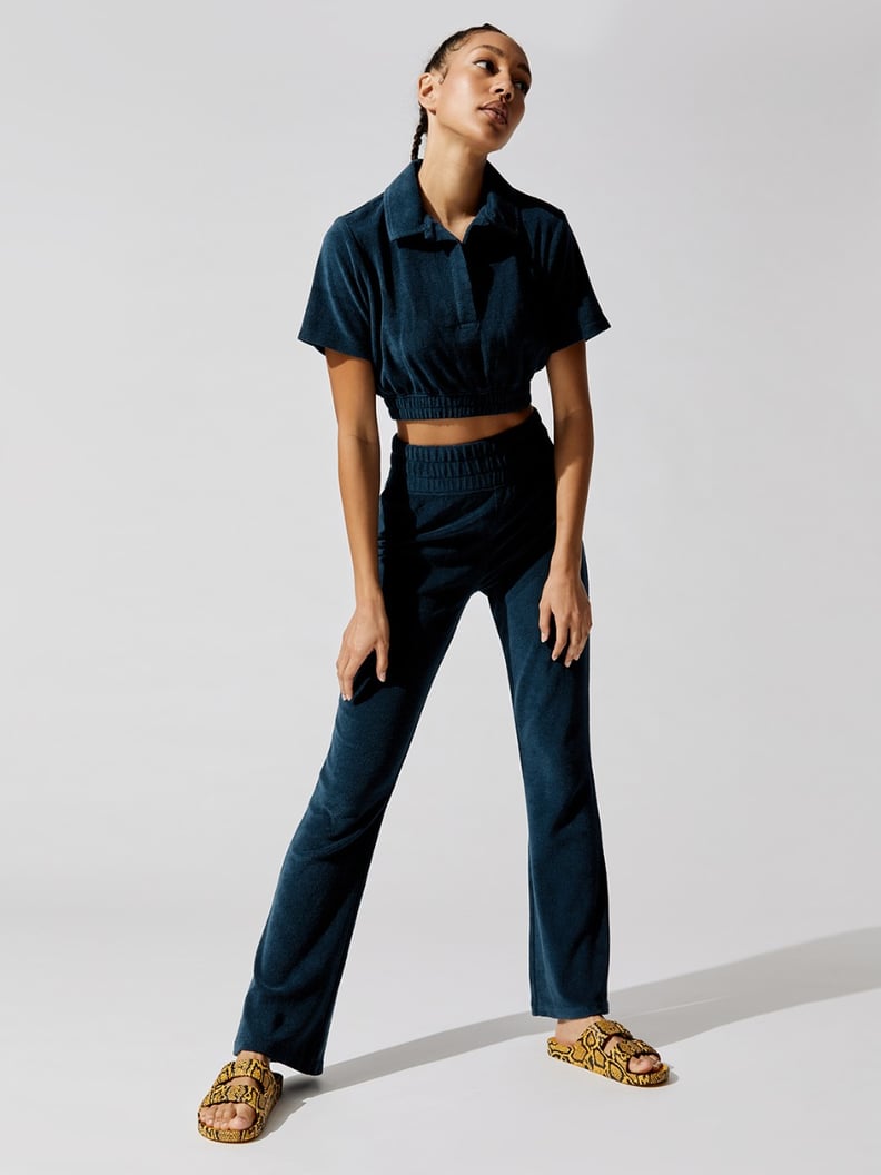 A Fun Set: Carbon38 Micro Terry Cropped Top and Micro Terry Flare Pants