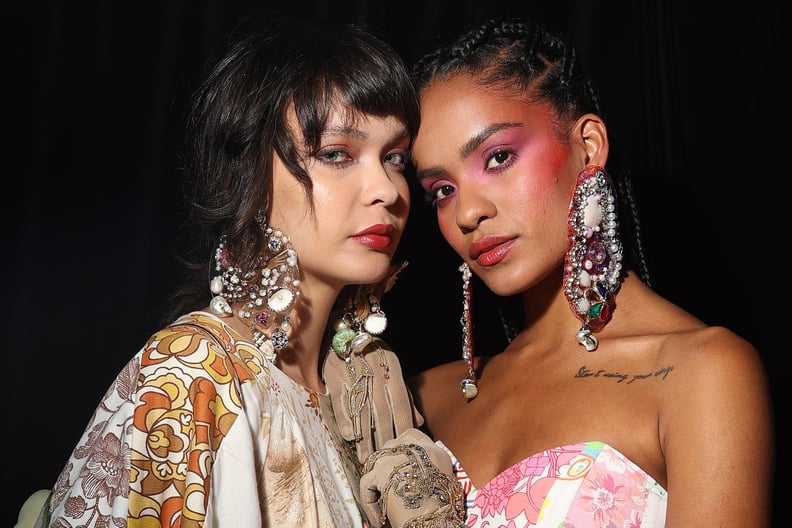 SYDNEY, AUSTRALIA - MAY 31: Models pose backstage ahead of the Romance Was Born show during Afterpay Australian Fashion Week 2021 Resort '22 Collections at Carriageworks on May 31, 2021 in Sydney, Australia. (Photo by Brendon Thorne/Getty Images)