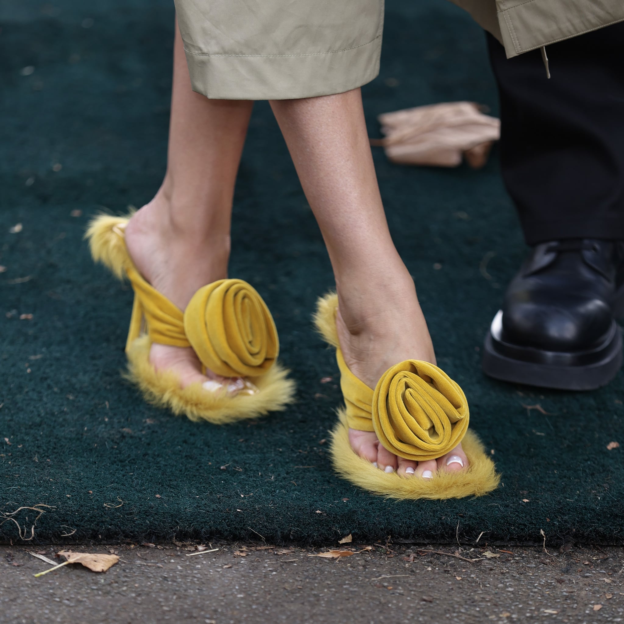 Yellow on sale fluffy heels