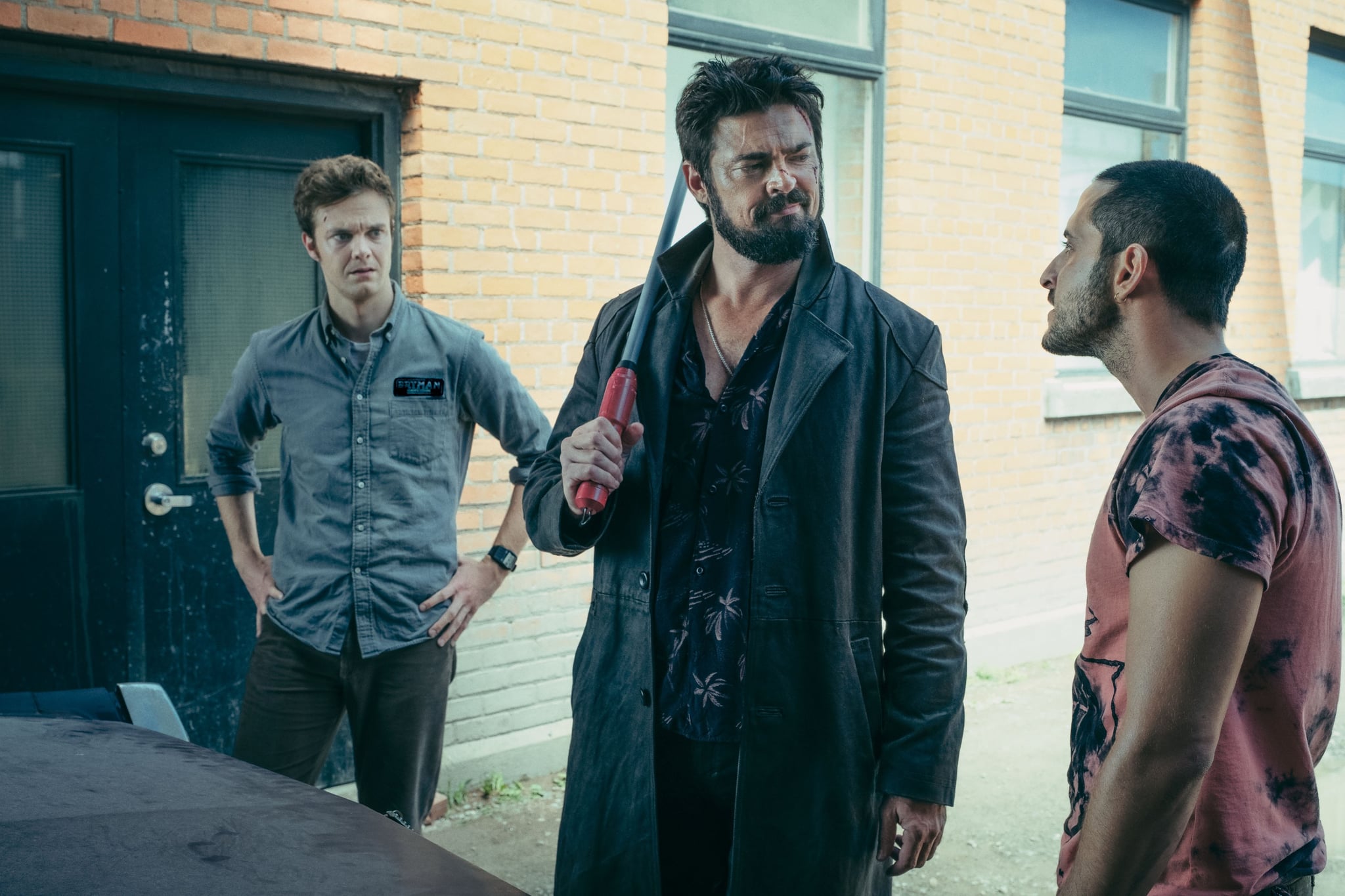 THE BOYS, from left: Jack Quaid, Karl Urban, Tomer Capon, Cherry, (Season 1, ep. 102, aired July 26, 2019). photo: Jan Thijs / Amazon / Courtesy Everett Collection