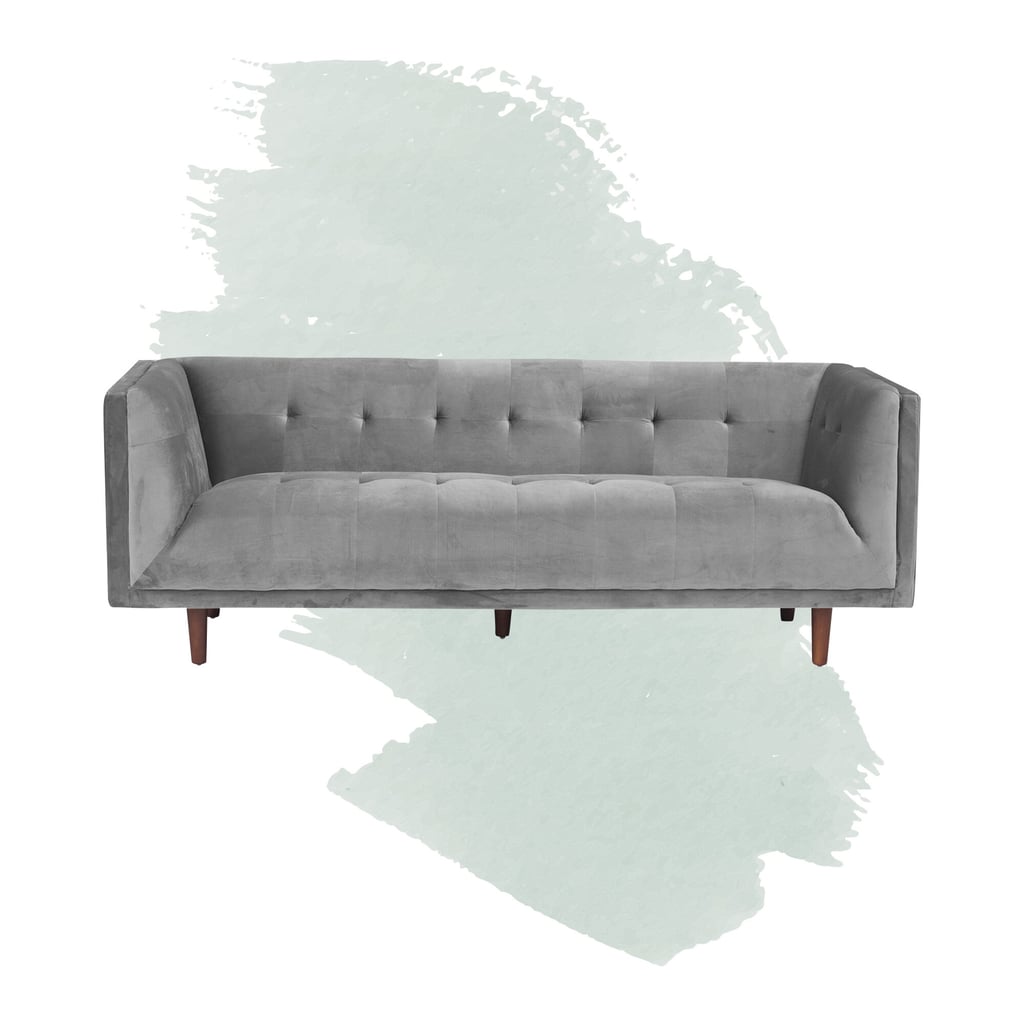 Foundstone Conrad Velvet Chesterfield 82" Tuxedo Arm Sofa