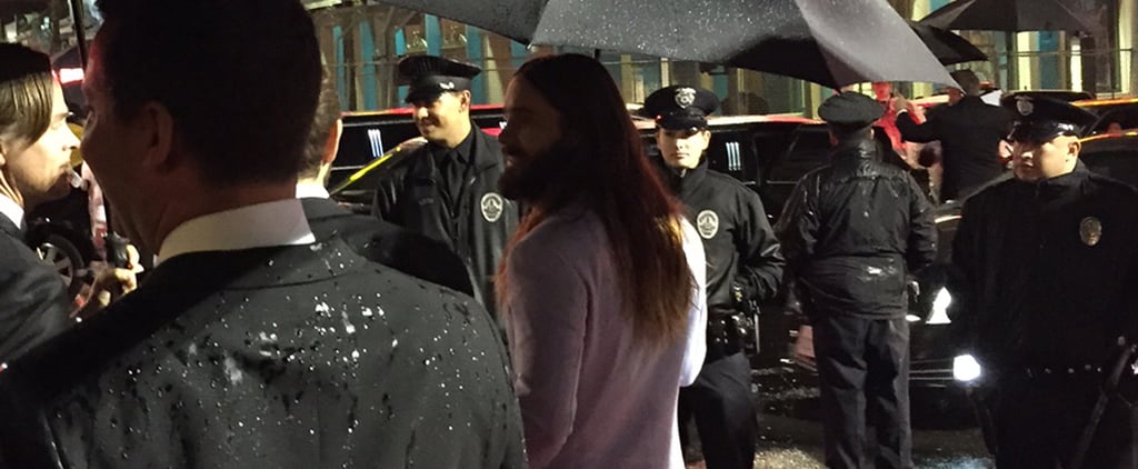 Jared Leto Standing in the Rain at the Oscars 2015