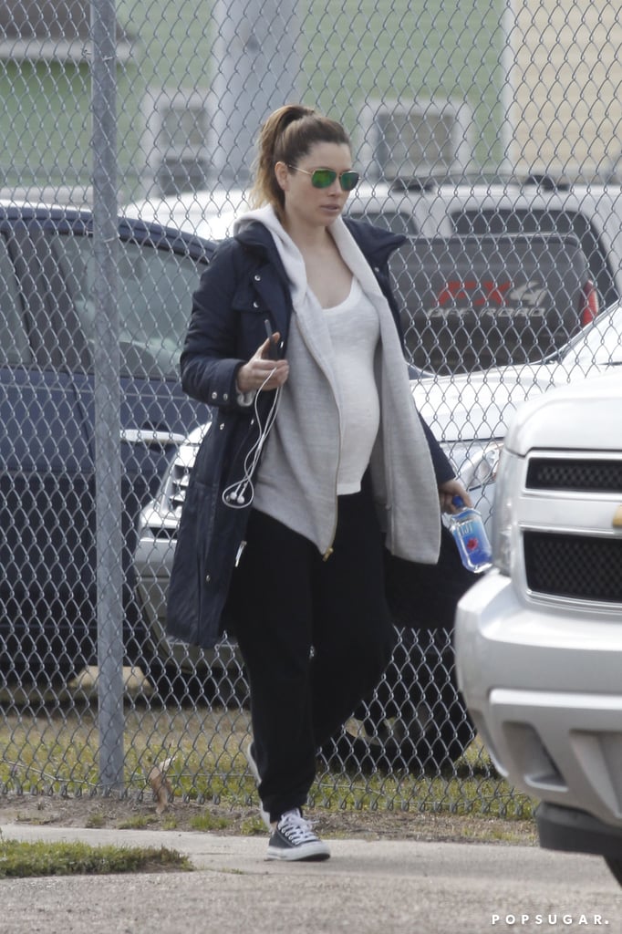 Justin Timberlake Visits Pregnant Jessica Biel on Movie Set