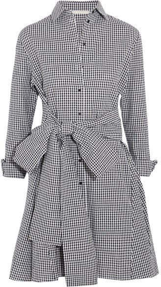 Bring attention to your waistline in this Maje Tie-Front Gingham Cotton Mini Dress ($275).