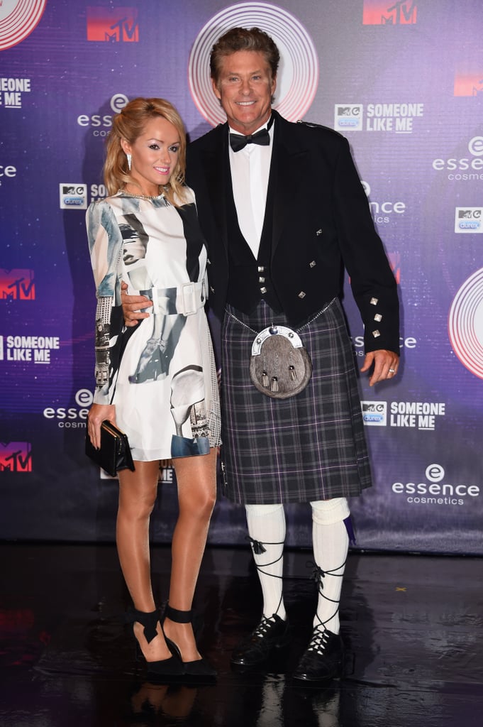 David Hasselhoff arrived with Hayley Roberts.