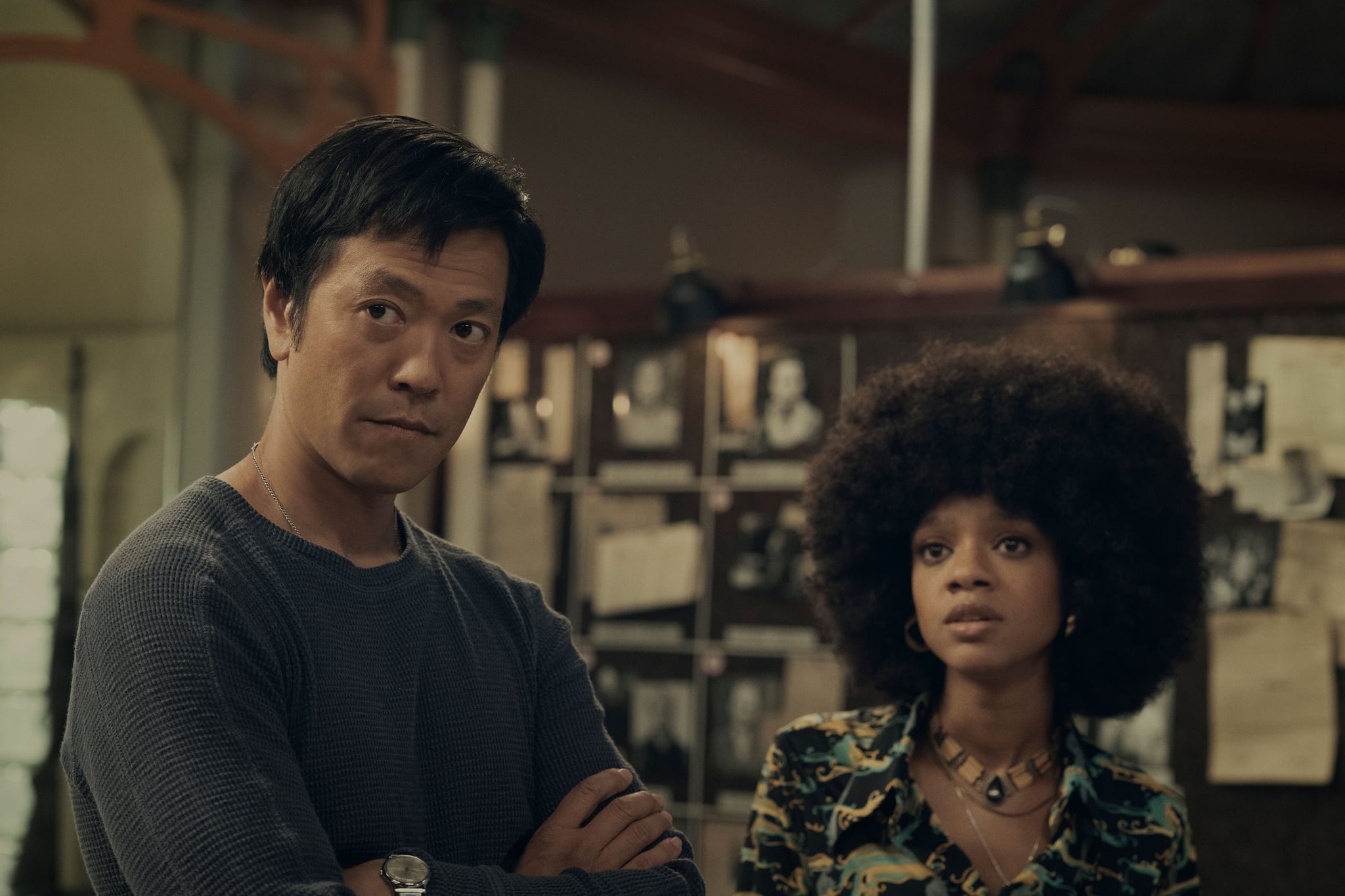 HUNTERS, from left: Louis Ozawa, Tiffany Boone, (Season 1, Episode 109, aired Feb. 21, 2020). photo: Christopher Saunders / Amazon / Courtesy Everett Collection