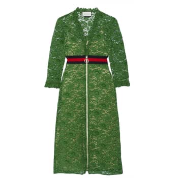 open lace back dress Gucci "Hawaiian Dream" Black w/ Red, White & Green Floral Pattern Dress NWT