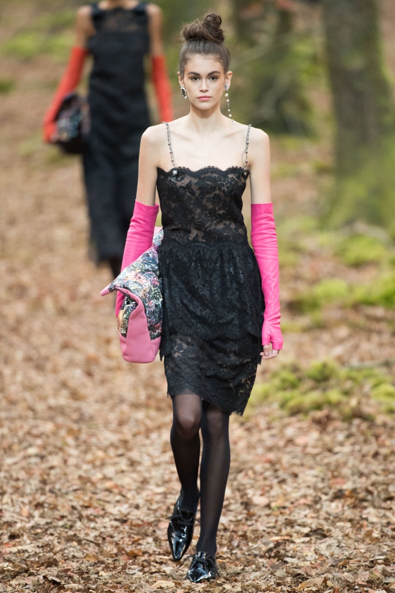 She Stunned in a Lace Dress and Tights on the Chanel Runway