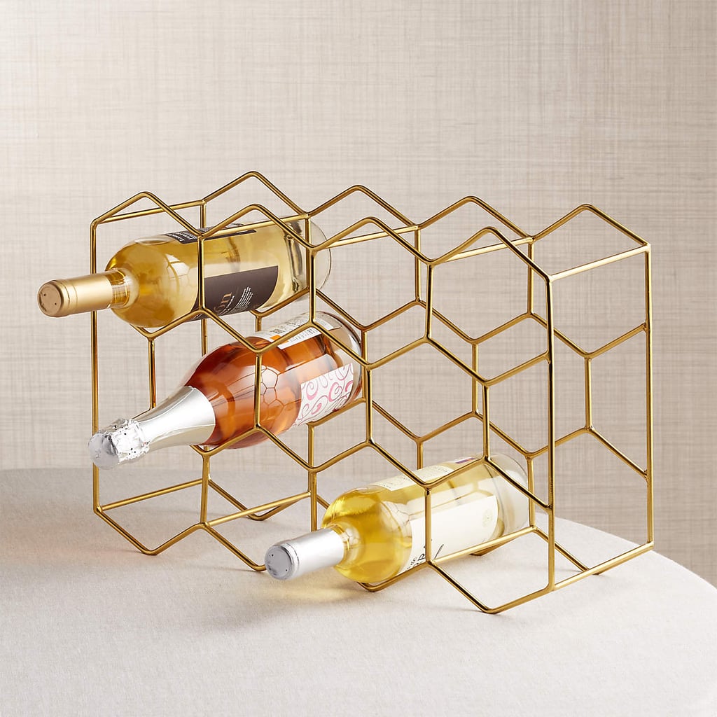 Crate and Barrel 11-Bottle Gold Wine Rack