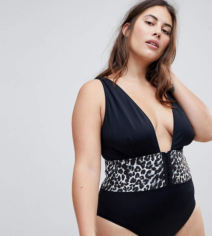 ASOS Leopard Print Corset Swimsuit