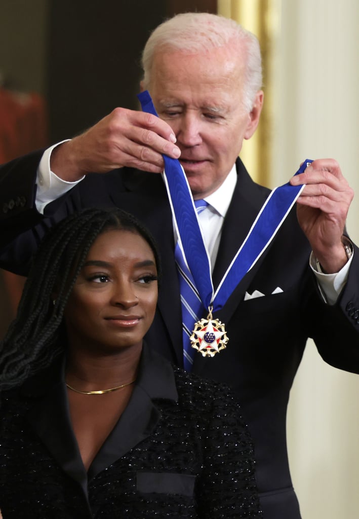 Simone Biles Black Tweed Minidress at the White House