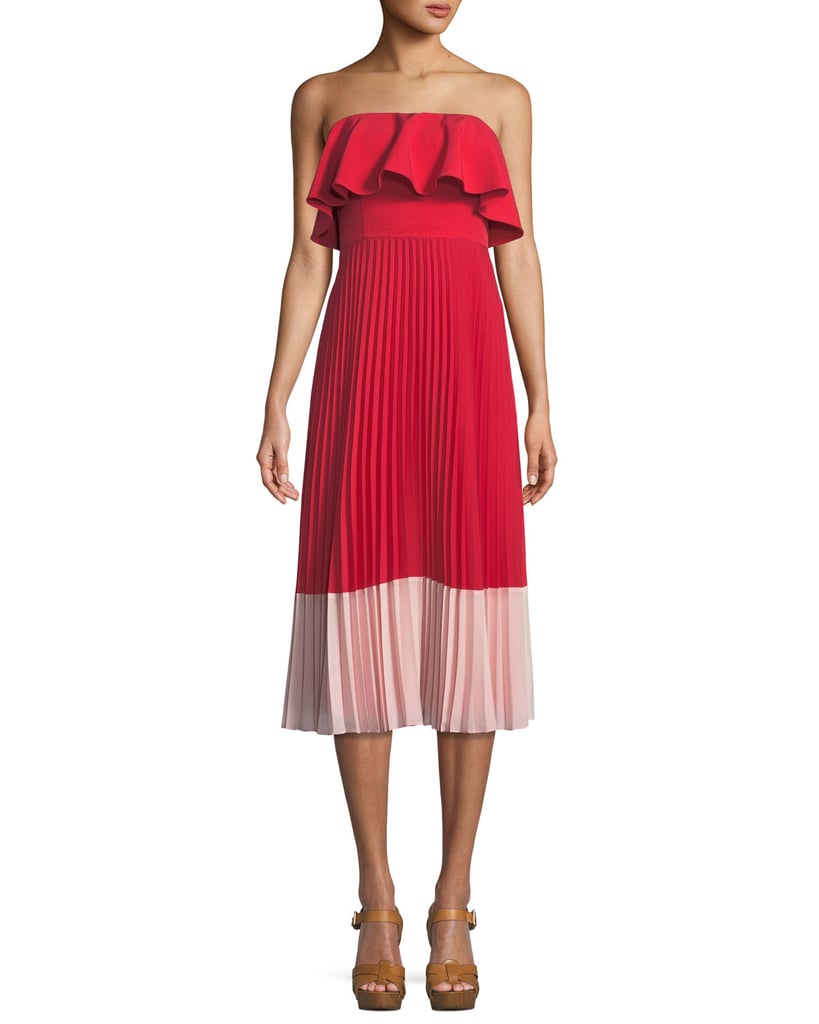 Aidan by Aidan Mattox Strapless Colorblock Pleated Dress