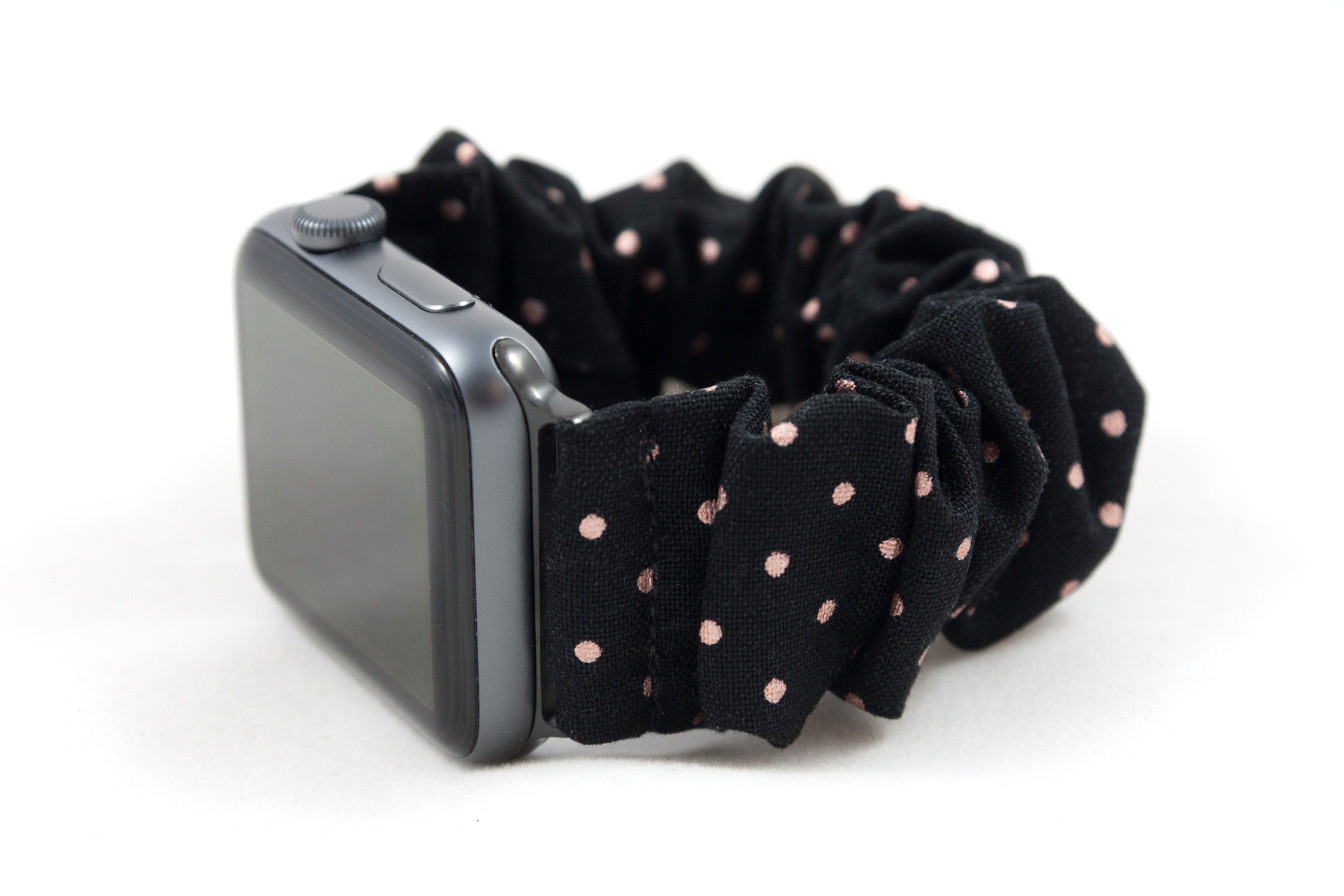 Black and white polka dot apple watch band top