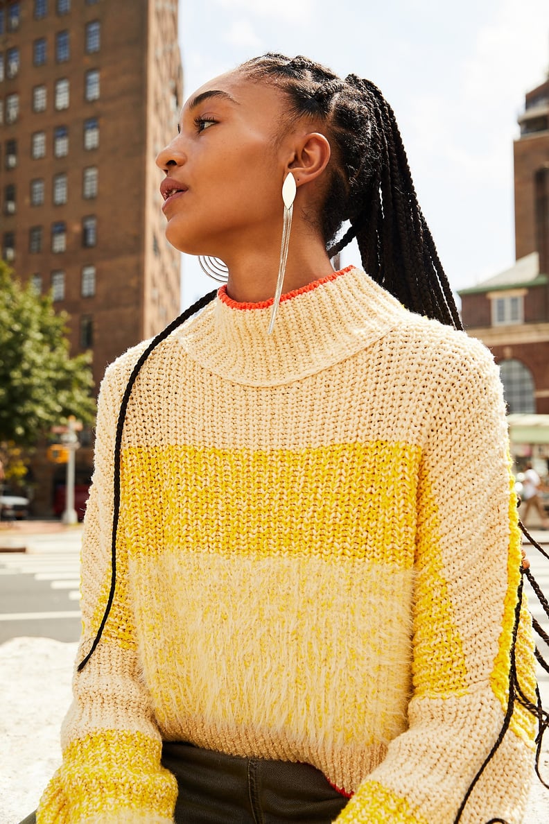 Mustard Yellow Sweater - Chenille Sweater - Bell Sleeve Sweater