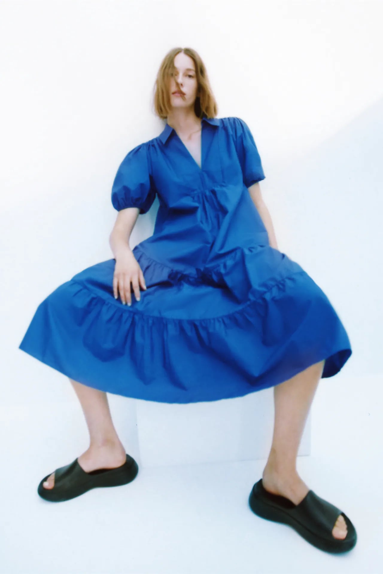 Zara poplin sale dress blue