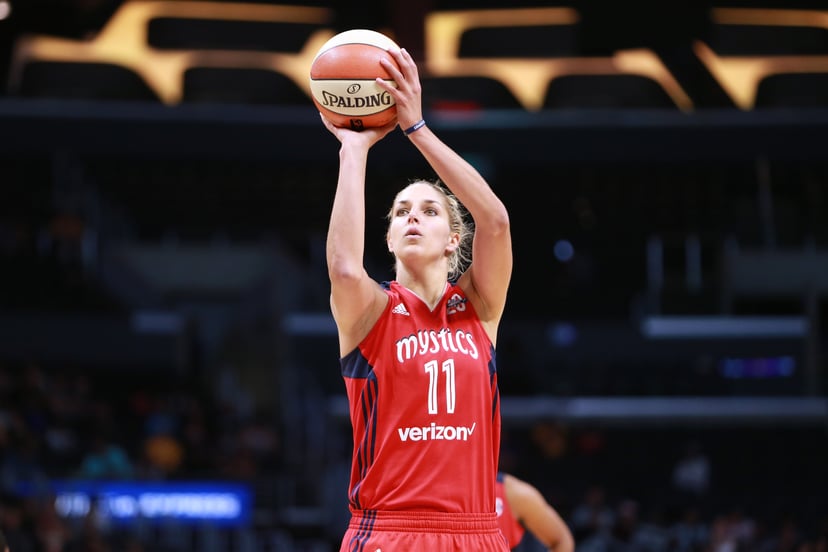LOS ANGELES, CA - JULY 02:  Elena Delle Donne #11 of the Washington Mystics handles the ball against the Los Angeles Sparks during a WNBA basketball game at Staples Center on July 2, 2017 in Los Angeles, California.  (Photo by Leon Bennett/Getty Images)