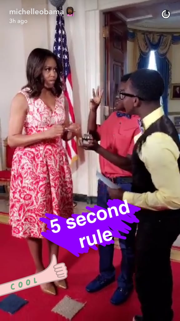 Michelle Obama Red Dress on Snapchat June 2016