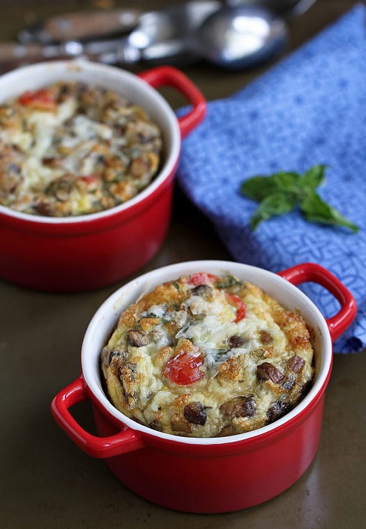 Make-Ahead Baked Egg Recipe With Turkey Sausage, Mushrooms, and Tomatoes