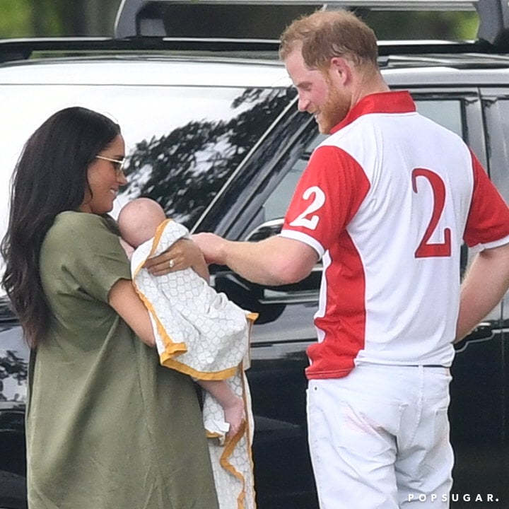 Meghan Markle made another surprise outing on Wednesday when she stepped out for a charity polo match in England, and she wasn't alone. Clad in a chic linen dress, the Duchess of Sussex was joined by her adorable newborn son, Archie Harrison Mountbatten-Windsor, as well as Kate Middleton and her three kids, Prince George, 5, Princess Charlotte, 4, and Prince Louis, 1. The mother-son duo were on hand to cheer on Prince Harry and Prince William as they took part in the game, and after the match, Harry linked up with Meghan to check on baby Archie. 
Meghan is technically still on maternity leave since giving birth to Archie in May, but she recently took a break from mommy duty to cheer on pal Serena Williams at Wimbledon. Over the weekend, Harry and Meghan also celebrated Archie's christening with the rest of the royal family and Meghan's mom, Doria Ragland. To make matters more exciting, Meghan and Harry are set to attend the UK premiere of The Lion King on Sunday! Will Beyoncé and Meghan finally meet? Fingers crossed! 

    Related:

            
            
                                    
                            

            Everyone Else Can Go Home Now, Because 2019 Belongs to Prince Harry and Meghan Markle