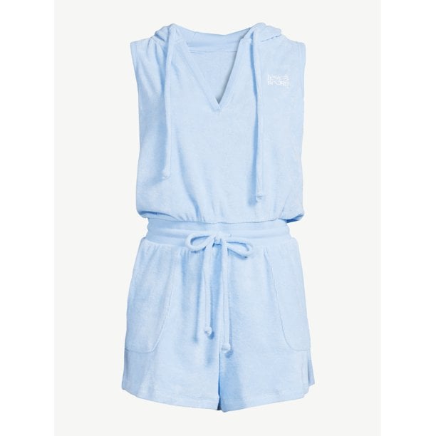 Terry Cloth Romper with Hood