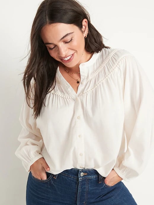 Old Navy Oversized Crochet Pom-Pom Dolman-Sleeve Blouse