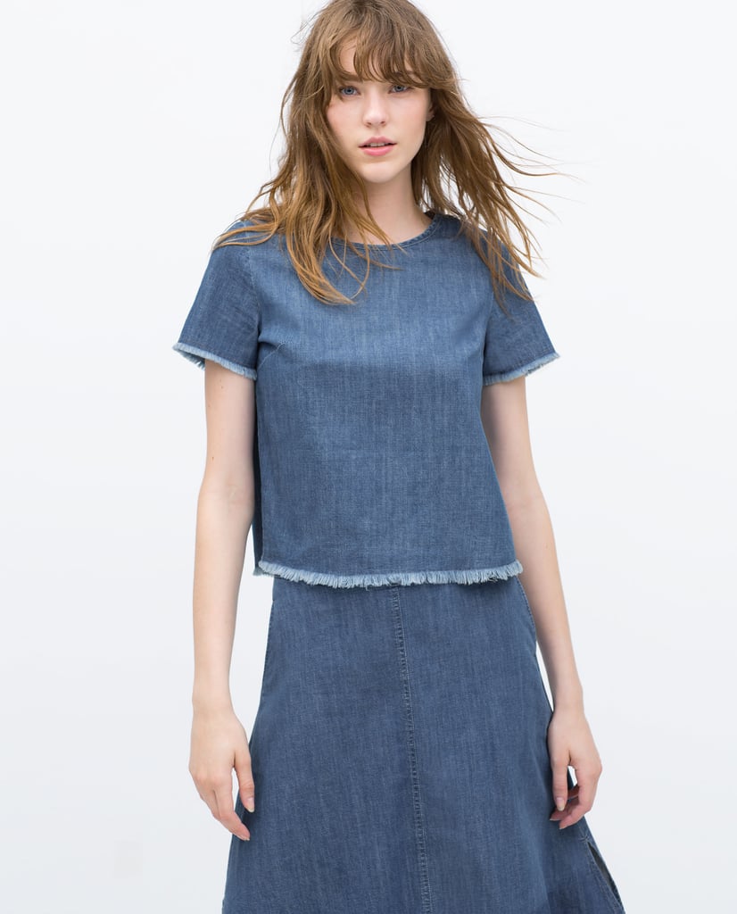 Frayed Denim Cropped Top ($40)