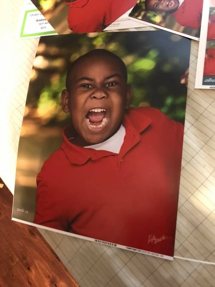 Andrew Miles, a student with an undeniable sense of humor from Atlanta, figured he would have a little fun on school picture day, and now the internet can't get enough of him. Although Andrew wasn't forthcoming about his picture day antics, the cat was out of the bag soon enough when his mom — Stronajai Miles — found the photos in his backpack after school one evening. 
Once Stronajai got a good look at them, she became instantly frustrated that the photography company didn't work with Andrew to get a better shot. She shared the pictures on Facebook, where the internet reminded her she would cherish the photos — which are clearly full of personality — for years to come. 
"I was getting ready for Monday, and wanted to make sure everything was signed and ready to go on for the upcoming week," she explained. "I opened the bookbag and I was in just total shock," Stronajai told a CBS affiliate. "I said, 'Really, Drew?'" 
As you can imagine, the photos quickly went viral, racking up 52,000 reactions and 40,000 shares so far. As for Andrew's reasoning behind the funny face? It was pretty simple: "Because, that was a crazy face!" he said. Read through to get a look at Andrew's hysterical school photos. 

    Related:

            
            
                                    
                            

            Boy&apos;s School Picture Day Goes Horribly Wrong When the Photographer Uses a Green Screen