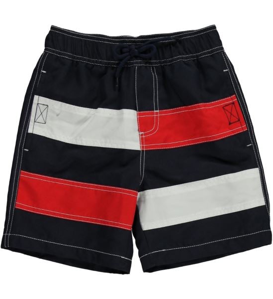 Red-and-White Colorblock Swim Trunk