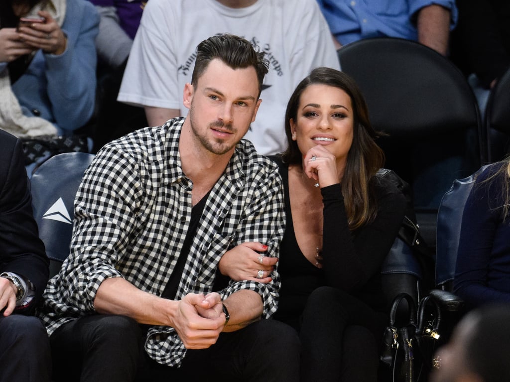 Lea Michele and Matthew Paetz at Lakers Game January 2016