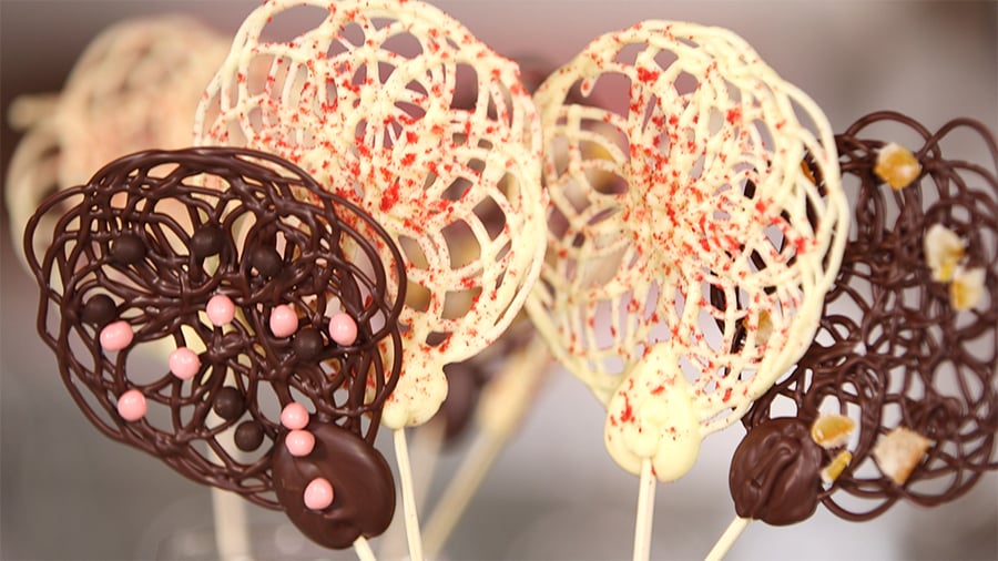 Chocolate Lace Lollipops