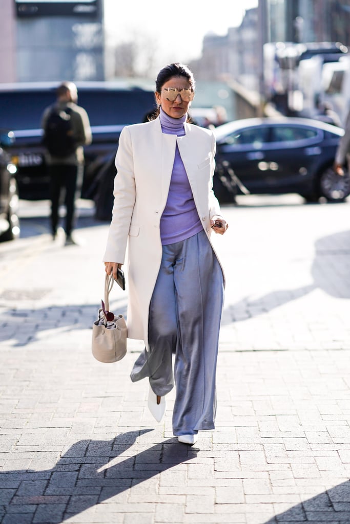 White accessories instantly set off a monochromatic ensemble.