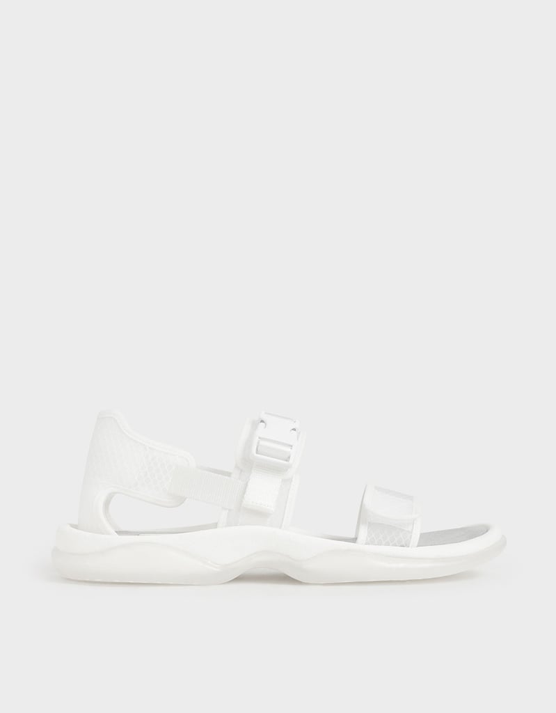 Charles & Keith White Mesh Chunky Sandals