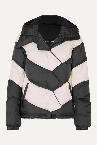 Perfect Moment Hooded Two-Tone Striped Quilted Down Ski Jacket