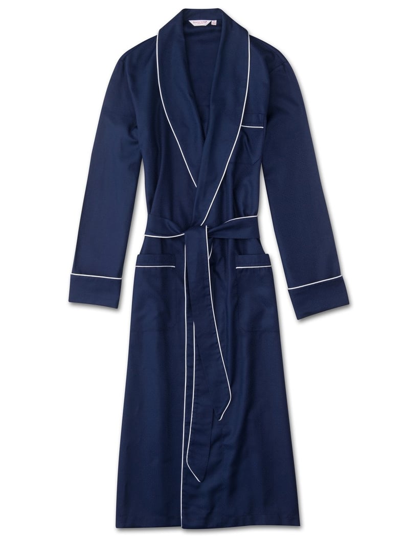 Derek Rose Lombard Piped Cotton-Jacquard Robe