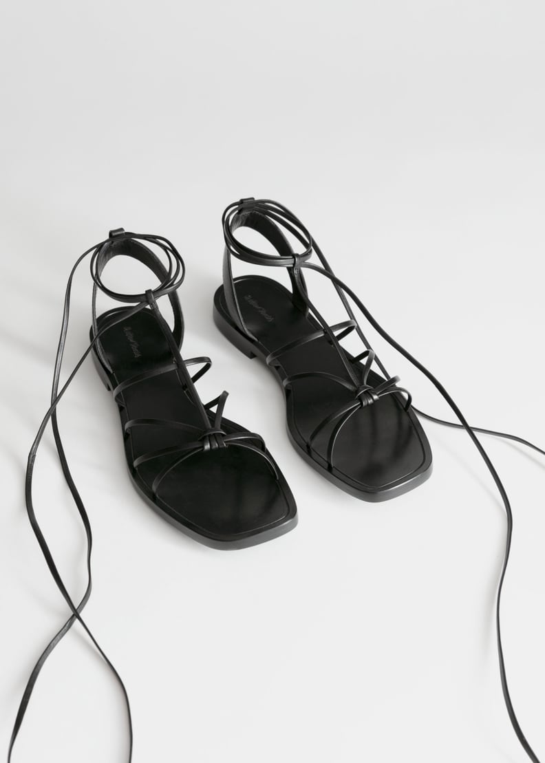 & Other Stories Knotted Leather Lace Up Sandals